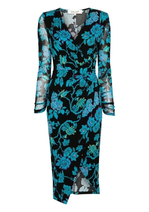 DVF Diane von Furstenberg Nevine floral-print midi dress - Black