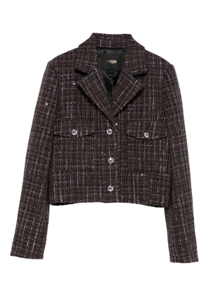 Maje tweed sequin-embellished blazer - Brown