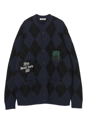 Undercover diamond-pattern cardigan - Blue