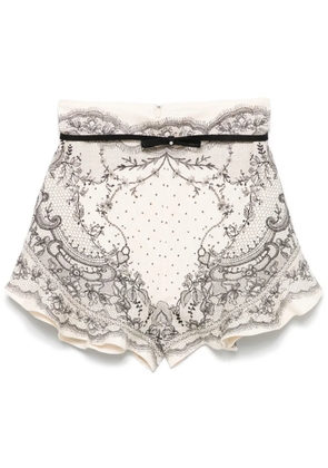 ZIMMERMANN 'Crush Flat Front Frill' shorts - Neutrals