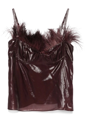 Ferragamo feather-embellished organza top - Purple