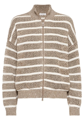 Brunello Cucinelli striped cardigan - Brown