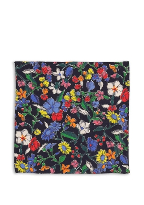Vintage flower-pattern handkerchief - Black