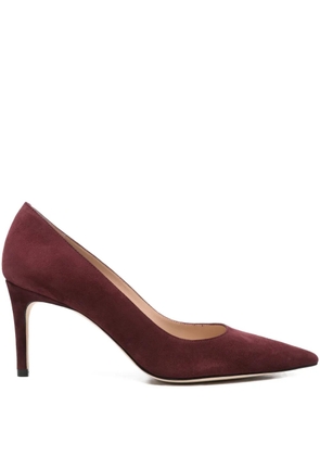 Stuart Weitzman 80mm pointed-toe suede heeled pumps - Red