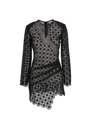 Self-Portrait laced asymmetrical dress - Black