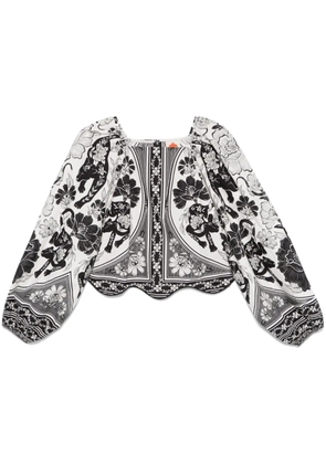 FARM Rio Flower Leopard blouse - White