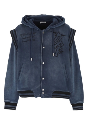 Off-White logo-embroidered hoodie - Blue