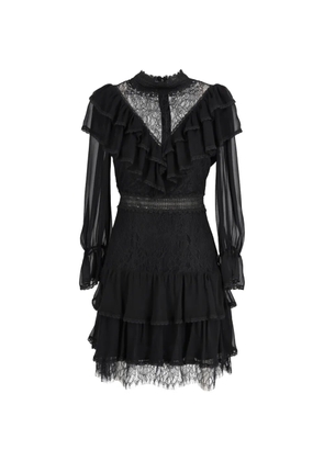 alice + olivia lace chiffon mini dress - Black