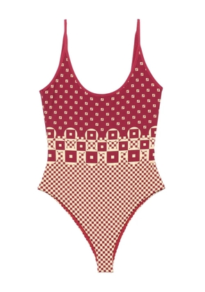 FENDI geometric-print swimsuit - Red
