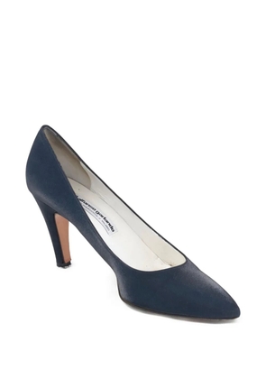 Garlando pre-owned 80mm pointed-toe satin pumps - Blue
