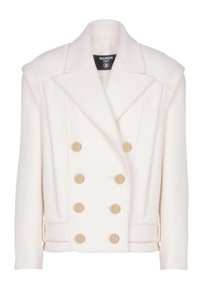 Balmain cropped cashmere reefer jacket - White