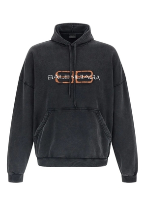 Balenciaga front-print kangaroo-pocket hoodie - Black
