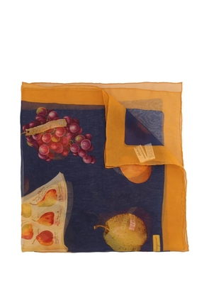 Ferragamo Pre-Owned fruit-print silk scarf - Blue