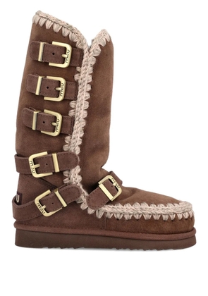Mou crochet-trimmed buckle boots - Brown