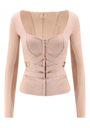 Elisabetta Franchi metal-detail long-sleeves blouse - Neutrals