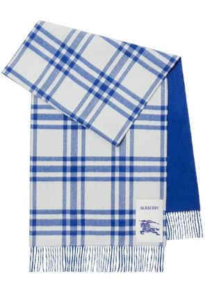 Burberry EKD plaid cashmere scarf - White