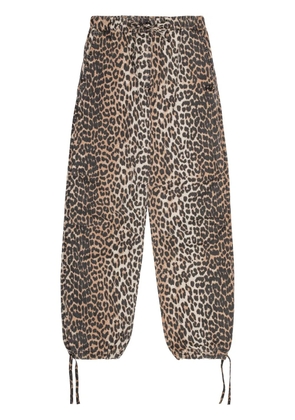 GANNI leopard-print drawstring trousers - Black