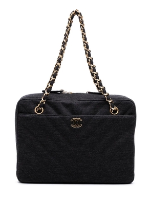CHANEL Pre-Owned 2000-2002 CC Chevron Jersey Camera Bag shoulder bag - Grey