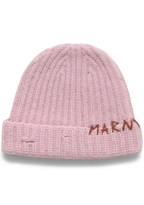 Marni logo-embroidered ribbed-knit beanie - Pink