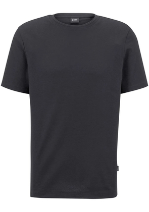 BOSS logo-tag bubble-jacquard cotton T-shirt - Black