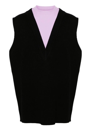 Jil Sander two-tone layered knitted vest - Black