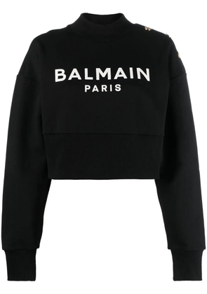 Balmain logo-print cotton sweatshirt - Black