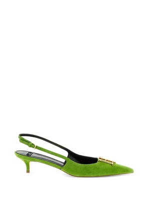 Elisabetta Franchi metal logo suede slingbacks - Green