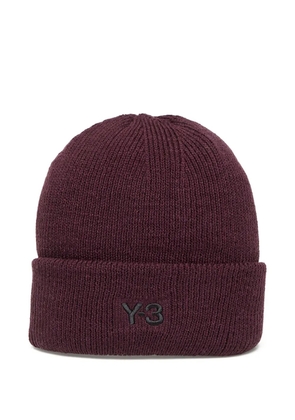 Y-3 embroidered-logo beanie hat - Purple