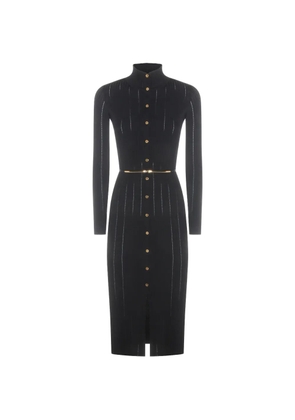 Elisabetta Franchi openwork knit fabric with belt dress - Black