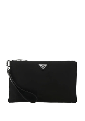 Prada enamel triangle logo tote bag - Black