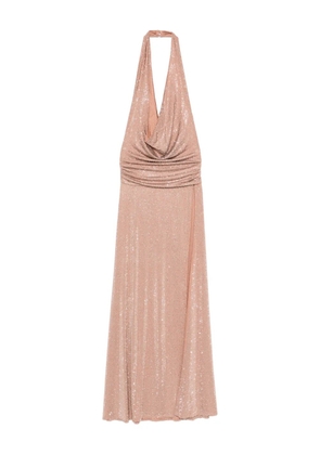 The New Arrivals Ilkyaz Ozel Tanit In Chaos Magicka halter-neck embellished maxi dress - Pink