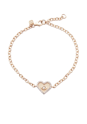 Sydney Evan 14kt yellow gold heart evil eye charm bracelet