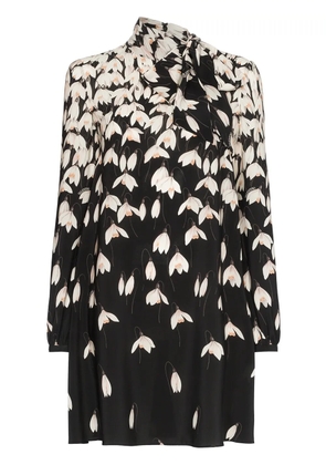 Valentino Garavani Floral Print Scarf Neck Silk Mini Dress - K92 MULTICOLOURED
