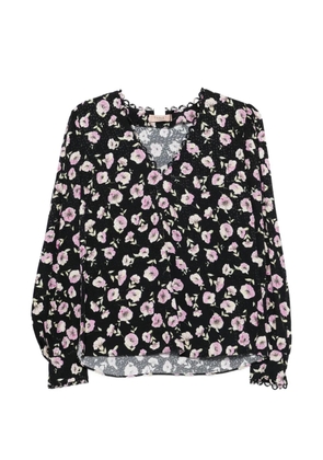 TWINSET floral V-neck blouse - Black