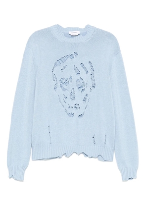 Alexander McQueen distressed skull sweater - Blue