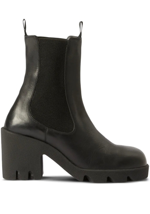 Burberry elasticated-panel leather boots - Black