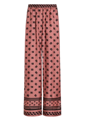 Dolce & Gabbana DNA logo-print palazzo pants - Pink