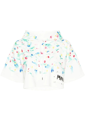 Marni floral-print cotton hoodie - White