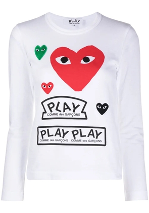 Comme Des Garçons Play long-sleeved multi-logo T-shirt - White