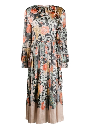 Valentino Garavani oriental print satin dress - Neutrals