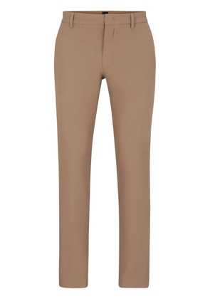BOSS logo-embroidered cotton-blend tapered trousers - Neutrals