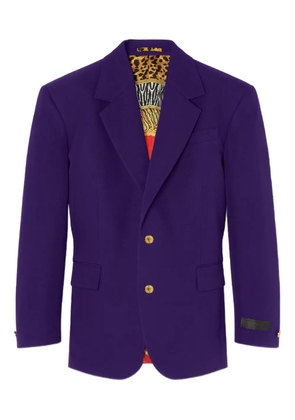 Versace gold-button animal-print lining jacket - Purple