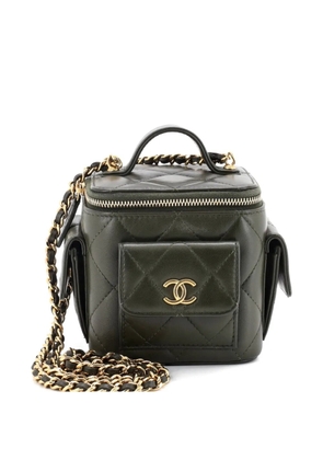 CHANEL Pre-Owned Polly Pocket Top Handle Vanity Case Quilted Lambskin Mini pouch - Green