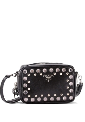Prada Pre-Owned Zip Studded Vernice Saffiano Leather Mini crossbody bag - Black