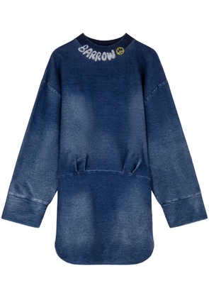 BARROW logo-print denim dress - Blue