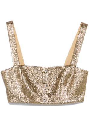 Self-Portrait metallic jacquard top - Gold