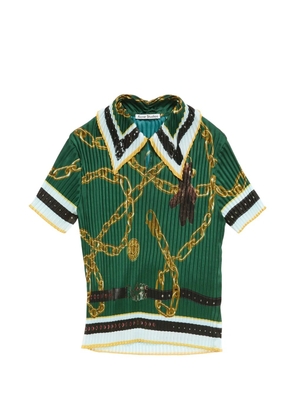 Acne Studios chain-print collared polo top - Green