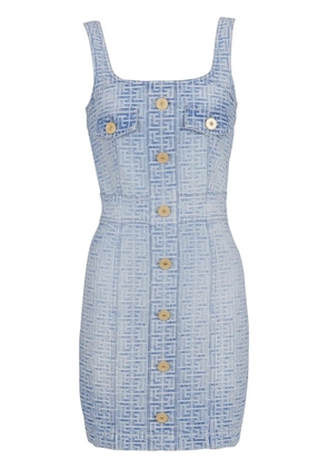 Balmain all-over monogram dress - Blue