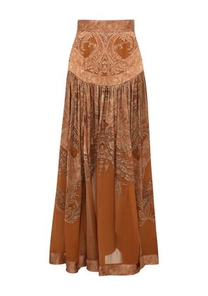 ZIMMERMANN Memento Burnout paisley slit maxi skirt - Brown