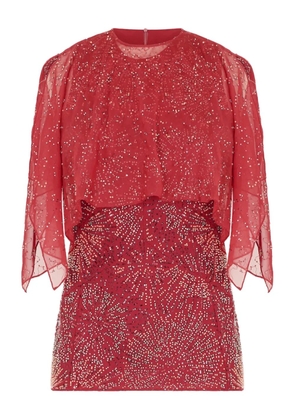 Rabanne chiffon cape pearl embroidered top